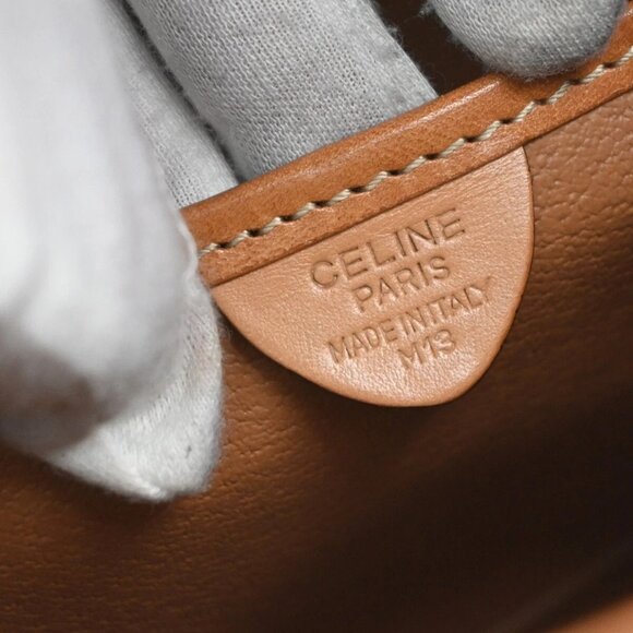 CELINE Logo Macadam Pattern Hand Bag PVC Leather Brown Gold Italy 04EF233 - Picture 13 of 14